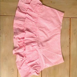 Pink and white striped mini skirt